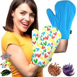 Feel Recovery Set 2 Mitaines: Gants Arthrose Micro-ondes (Taille Unique) - Chauffe Main Anti Inflammatoire pour Arthrite et Polyarthrite - Tissu 100% Coton et Odeur de Lavande (C&oelig;urs) (Feel Recovery, neuf)