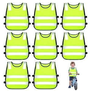 Gilet Jaune Enfant 8 Pièces, Gilet Fluo Enfant, Gilet Securite Enfant, Gilet Haute Visibilité pour 3-12 Ans Enfants, pour Velo Plein Air Course à Pied (ZILUOO, neuf)