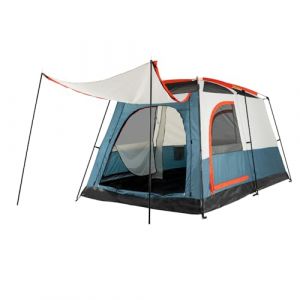 GOPLUS Tente de Camping pour 6 Personnes avec 2 Chambres Séparées, Double Couche & Double Toit, Bâche PE & Fenêtres en Filet, Tente Familiale Imperméable et Coupe-Vent avec Sac de Transport (Bleu) (Augenstern24, neuf)