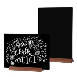 GUOKOFF Enseignes de Tableau Noirs A3, Lot de 2 Tableau Noir pour Table, Tableaux Noirs avec Supports en Bois, Double Face Ardoise de Table D&eacute;coratives pour Tableaux Noir pour Bar Caf&eacute; Mariage (hong jiu jiu mao yi, neuf)