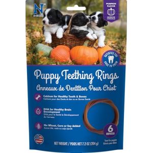 N-Bone Puppy Teething Ring Pumpkin Delicious Low Fat Puppies Chew Treats 6 PK (UKS INVESTMENTS, neuf)