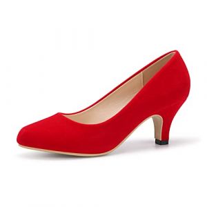 Femme Escarpins Talon Aiguille Hauteur 6 cm Chaussure Talon Confortable Sexy Escarpins Mariage Soir&eacute;e Travail Rouge Velvet-8 (KunshenGUK, neuf)