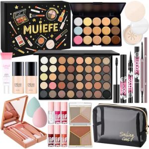 Muiefe Kit Maquillage Femme, Mallette et Coffret de Maquillage Ado Fille, Coffret Cadeau Maquillage avec Palette &agrave; Yeux Correcteurs Contour Fond de Teint Mascara Gloss &agrave; L&egrave;vres Eyeliner Crayon Sourcil (MUIEFE DIRECT, neuf)