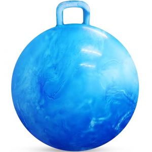 Ballon Sauteur avec Poignée pour Enfants - Ballon Sauteur Enfants de 7 à 9 Ans, Ballon Sauteur Kangourou Bleu 50 cm, Cadeau Enfants, Ballon pour s'Asseoir et Rebondir avec Pompe à Main. (EZ SPACE EU, neuf)