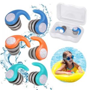 Zocipro 3 Paires Bouchon Oreille Piscine Enfant, Bouchons d'oreille de Natation pour Enfant (4-12 ans), Bouchons d'oreilles en Silicone Souple, pour le Surf,la Plong&eacute;e en Apn&eacute;e, la Piscine (HTB668, neuf)