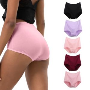 WEASIC Culotte Slip Femme Coton Taille Haute Culottes Coton pour Femme Culottes, Shorties et Strings Invisible lot Culotte Grande Taille sans Couture Microfibre Haute (5 Pack- Multicolore 1, M) (WEASIC, neuf)