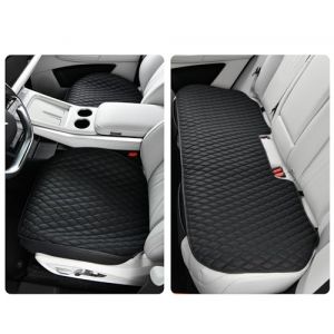 POKSRI Couverture de si&egrave;ge de Voiture,Coussin Noir avec Fond en Cuir, Couverture Universelle pour v&eacute;hicules SUV, Protecteur de si&egrave;ge de Voiture imperm&eacute;able, Anti-d&eacute;rapant (Ensemble Complet) (V&eacute;ritables accessoires int&eacute;rieur auto POKSRI, neuf)