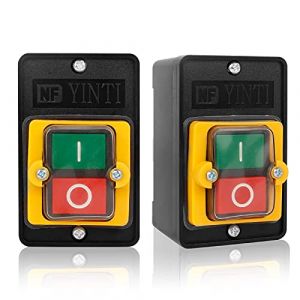 Interrupteur à Bouton Poussoir, 2 Pcs Commutateurs à Bouton-poussoir pour Équipements Mécaniques et Machines Textiles, Bouton-poussoir Imperméable Peut Contrôler Directement le Moteur(AC220V / 380V) (IlluminateMe OU, neuf)
