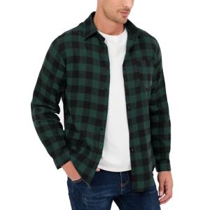 Chemisier Carreaux Coton Homme Chemise B&ucirc;cheron Western Veste &agrave; Carreaux en Flanelle T Shirt Manches Longues Casual D&eacute;contract&eacute;e Classique Retro Ecossaise Gilet Blouse Vert XXXL (Yukiuiny, neuf)