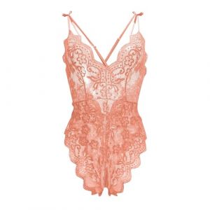 Générique Body Femme Sexy Chic Collant Sexy Femme Ouvert Entrejambe Body Femme Chic Tenue Noel Femme Sexy Lingerie String Dentelle Saint Valentin Lingerie Rose, M (Zawalud, neuf)