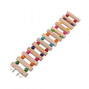 HEEPDD Échelle de Perroquet, échelle en Bois avec des étapes de Perles colorées Escalade Pont Cage à Oiseaux Jouet Jouet pour Conure Parakeet Budgie Cockatiels Inséparables [13Etapes L] Jouets (Magwen-Z, neuf)