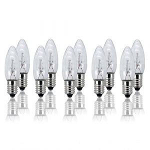 hellum 950014 - Lot de 10 bougies de rechange pour arc-boutant - 8 V, 2 W - Pour sapin de Noël - Avec 30 points lumineux - Ampoule pour arc lumineux E10, 8 V, 2 W, 17 lumens (Hellum Direkt, neuf)