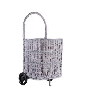 e-wicker24 Alles aus Weide Panier &agrave; b&ucirc;ches de chemin&eacute;e &agrave; roulettes - Chariot en osier - Chariot des courses - Panier de rangement - Panier &agrave; provisions - Gris (e-wicker24, neuf)