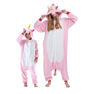 DarkCom Licorne Rose Onesie pour Enfants et Adultes,V&ecirc;tements de Nuit Combinaison Parent-Enfant Cosplay Animal Halloween Kigurumi Costume Pyjama de No&euml;l 10-11 Years (DarkCom-fr, neuf)