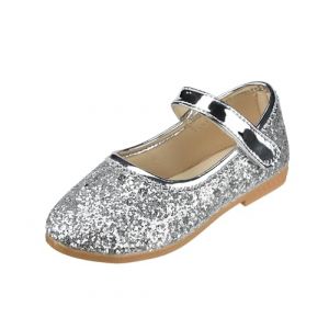 QUNUNOIRE-Chaussures de Princesse pour Filles avec Paillettes Mary Jane Chaussures de D&eacute;guisement Reine Scintillantes pour Anniversaire, F&ecirc;te, &Eacute;cole, Activit&eacute; Argent 31 (YTZ Store, neuf)