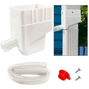 RANRAO Récupérateur Collecteur Eau de Pluie, Système de récolte d'eau de Pluie Rectangulaire, Système de Dérivation de l'eau de Pluie avec Tuyau de 40'' pour l'arrosage de la Pelouse du Jardin -Blanc (Mallgreat, neuf)