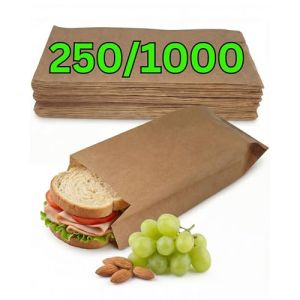 Loxato 250 Lot Sac Papier Kraft - Sachet Kraft Alimentaire, Sandwich - Emballage Alimentaire Boulangerie, Patisserie, Bonbon, Caf&eacute; - Sachet Papier Kraft 10 x 5,5 x 25 cm (Loxato, neuf)