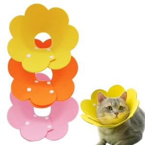 ZWWOGE 3 Pi&egrave;ces Chat Collier de Protection Doux Collerette Chat Collier Anti Morsure Collier Chat Collier de Protection pour Chats Chiots,Colerette Chat Anti Lechage(M,Jaune, Rose et Orange) (ZWWOGE, neuf)