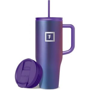 IRON °FLASK Mug Isotherme avec Paille et Poignée - 1.2L - Gobelet Isotherme en Inox À Double Paroi - Tasse Anti-fuite Sous Vide - 20h Froid, 5h Chaud - Gourde Sans BPA - Travel Mug Tumbler (FourCity Brands, neuf)