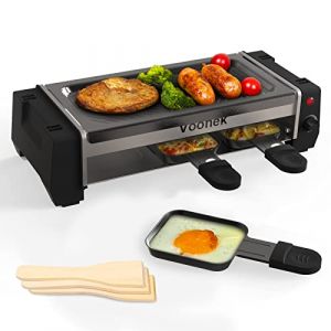Raclette 2 Personen Raclette Grill Mini Raclette 3 Pfännchen 3 Raclette Holzspatel Tischgrill Elektrisch Korean BBQ Grill Elektrogrill Antihaftbeschichtete Grillplatte 700 Watt, Schwarz (pang pang, neuf)