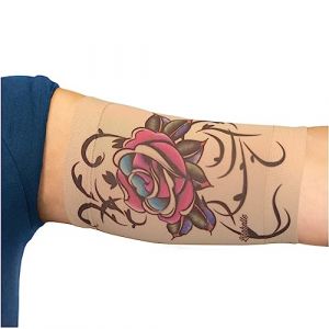 Linphelle Manchon Bras en Microfibre pour Picc Line - Manchette Bras en tissu respirant et design, idéal pour PICC, Glucometre pour glycémie, Tatouage ou Blessures, Rose Couleurée, Taille 3 (Mediksan, neuf)