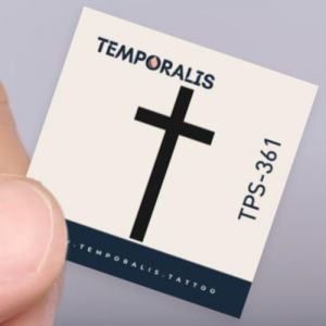 Faux Tatouage CROIX - Temporalis® | Tatouage Ephemere Femme et Homme – Cosmétique Certifié UE, Encre Vegan & Waterproof – Dure 1 à 2 semaines [ Tattoo Croix noire ] (Euro Crafted, neuf)
