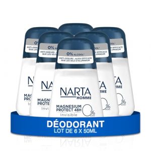Narta - D&eacute;odorant Homme Bille - Magnesium Protect 48h Invisible & Sans Alcool - lot de 6 x 50ml (Parapharmacie Centrale, neuf)
