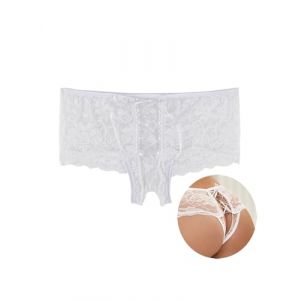 ohyeahlady String Ouvert à l'entrejambe Femme Grande Taille Culotte Fendue Sexy Erotique Tanga Sexy Chic Dentelle sans Couture Culotte Ouverte Lingerie Dentelle sous Vetements Feminins Blanc,3XL-4XL (ohyeahlady, neuf)