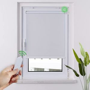 HOMEDEMO Stores Enrouleur Occultant &Eacute;lectriques M100, Moteur & T&eacute;l&eacute;commande, avec ou sans Per&ccedil;age, Rideau de Protection Solaire pour Fen&ecirc;tres, 70 x 170 cm, Blanc (Uniquy, neuf)