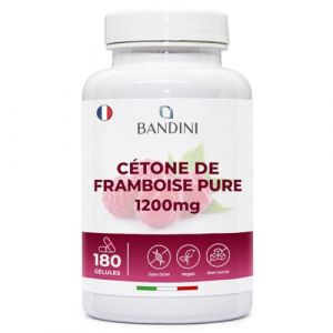 Bandini® Cétone de Framboise Pure 1200mg - 180 Gélules Vegan (6 Mois) - Riche En Cétones Exogènes et Antioxydants - Raspberry Ketone Extrait de Framboise Puissante - Pour Régime Keto et Poids Sain (Bandini Pharma, neuf)