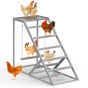 Perchoir Poule avec Balançoire - Échelle Métallique avec 1 Balançoires Intégrées, Jeu Stimulant pour Poulailler, Volière et Basse-Cour - pour Poules, Canetons et Oiseaux (Jardin, Ferme) (Nandae, neuf)