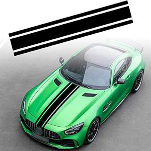 Autocollant De Bande De Capot De Voiture, Universels Auto Racing Body Side Stripe Decal Jupe De Toit De Capot Pare-Chocs Stripe Decal Vinyle Modifié Decal Décoration pour Voitures SUV véhicules, Noir (Mxcwir EU, neuf)