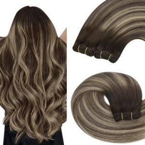 YoungSee Extension Tissage Cheveux Naturel Balayage 20 Pouces Tissage Naturel Cheveux Humain Brun Fonce avec Blond Extension Tissage Cheveux Naturel Balayage Tissage Cheveux Humain Pour Femme 100g (YoungSee Europe, neuf)