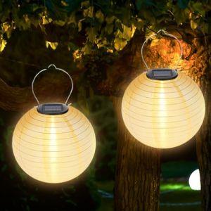 2 pièces Lampions solaires extérieurs : 20cm Lanterne solaire à LED étanche Blanc chaud Lanterne solaire de jardin suspendue, Guirlande lumineuse solaire Lampion pour jardin, terrasse (HQ SHENG LIMITED, neuf)