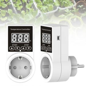 GOEDCH Régulateur de Température Numérique: 2 PCS Jour Nuit Régulateur de Température avec Sonde, Numérique Prise Thermostat, Régulateur de Température pour Aquarium, Germination des Semences de Serre (YINPLQ, neuf)