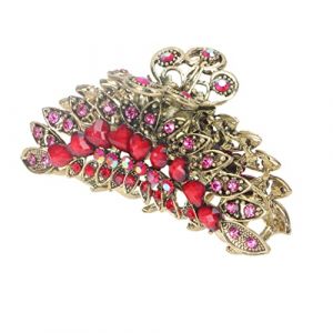 CALLARON Pince &agrave; Cheveux R&eacute;tro Strass Rouge, Clip De Capture Grosse M&acirc;choire, Accessoire Pour Filles, Coiffure Queue De Cheval, Usage Quotidien (Raindrops On Roof, neuf)
