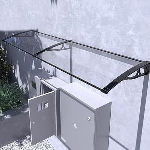 KDDEON Marquise de Porte d'Entrée en Polycarbonate Transparent Moderne,Porte Résistante Toit Abri Protection Contre La Pluie et UV,Auvent Voûté de Porte et Fenêtres Autonettoyant (80x200cm/31 x79) (yangxiaozahuodian, neuf)