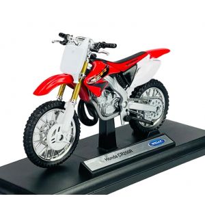 Dromader Welly un mod&egrave;le &agrave; l'&eacute;chelle, la Honda CR250R Rouge Blanc Avec Base 1:18 1/18 Mod&egrave;le M&eacute;tal Moto El Cast Neuf dans une bo&icirc;te (Fast_Wheels, neuf)