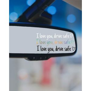 HUVZOR 6 pi&egrave;ces Autocollant de r&eacute;troviseur &ldquo;I love you,drive safe&rdquo; - colle pare brise,pour r&eacute;troviseur de courtoisie et fen&ecirc;tre arri&egrave;re - Accessoires de voiture - Pour fille et femme(Couleur) (Volumetech OU, neuf)