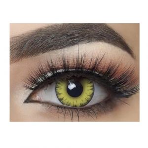 MYSA LENS&reg; Lentilles De Contact De Couleur Fantaisie Crazy Lens Cosplay Halloween Yeux Loup Garou Jaunes Yellow Werewolf Moon Yellow Vampire Etui Offert 12 Mois sans correction &hellip; (MYSA LENS&reg;, neuf)