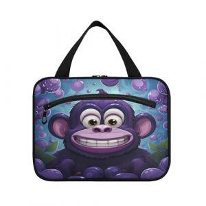 Linnyio Chimpanzé De Dessin Animé Violet Trousse de Toilette de Voyage Suspendue Maquillage,Grande Capacité Pliable Rangement Sacs de Lavage pour Femmes Filles (Linnyio, neuf)