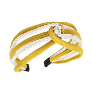 KIXZSAZ Bandeaux De Cheveux Perle Twist Noeud Bandeau Style Élégant Bandeau Multi-couleur Réglable Bandeaux Accessoires De Mariage, Jaune (hiscretiond, neuf)
