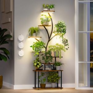 9 Niveaux Support Plantes D'intérieur avec Lampe pour Plantes, 161CM S-Forme Grand étagère Plant En Métal Peut Plusieurs Plantes, étagère de Présentation Porte Plante, Salon, Terrasse, Balcon,Chambre (VTSHENY, neuf)