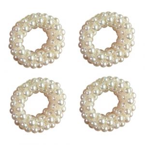 TOPBATHY 4 pi&egrave;ces &Eacute;lastiques Cheveux Perles pour Femmes Accessoires Mode &agrave; Cordon Perl&eacute; Bandeaux Cheveux &Eacute;lastiques Confortables pour Coiffures Vari&eacute;es (Parham Ring, neuf)
