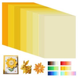MUWINC Papier Carte D&eacute;grad&eacute; Jaune A4-35 Feuilles 210g/m&sup2; Solaires Feuille Couleur, pour la Maison ou L'&eacute;cole Artisanat (Muwenchuan, neuf)