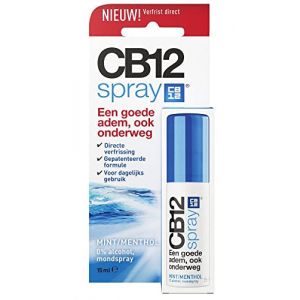 CB12 Spray buccal &ndash; Fra&icirc;cheur direct sur le chemin, R&eacute;duit la cause de la mauvaise haleine, avec de l'ac&eacute;tate de zinc, go&ucirc;t de menthe &ndash; 15 ml (G_K CREATION, neuf)