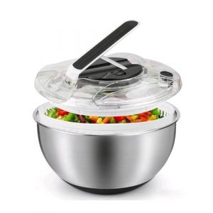 Essoreuse à Salade 4,5L en Acier Inoxydable Grande,Essoreuse à salade à piston avec saladier,Essoreuse à Salade en Acier Inoxydable, Panier a Salade avec Couvercle,pour Laver et égoutter Les Salades (OÜ Bolitso, neuf)