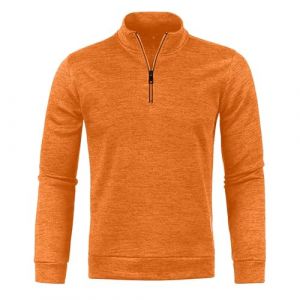 Générique Sweat Zippé Homme Veste Sport Vestes en Tricot mi Saison Coupe Vent Running Jacket Col Mao Bombers De Randonnée Survêtement Respirant Aviateur Couleur Unie Blouson Orange XL (yuxingfud, neuf)