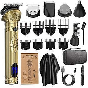 Zynewa 6 in 1 Rasoir Electriques Hommes, rasoir de voyage sans fil avec &Eacute;cran LED,Rasoir &agrave; &eacute;cran num&eacute;rique intelligent Rasoir Rechargeable par USB Sec et Humide,Rasoir de Poche Portable Lavable (OuMeiLe-EU, neuf)