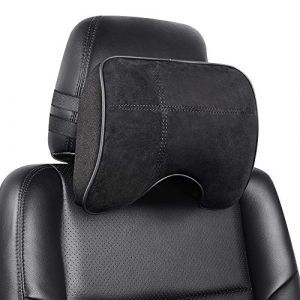 EASY EAGLE Coussin Appui-TêTe Voiture, Oreillers de Cou avec Cuir Suédine + Mousse à Mémoire pour Le Siège d'Auto Conduite - Noir（Pack de 1） (easy-eagle, neuf)